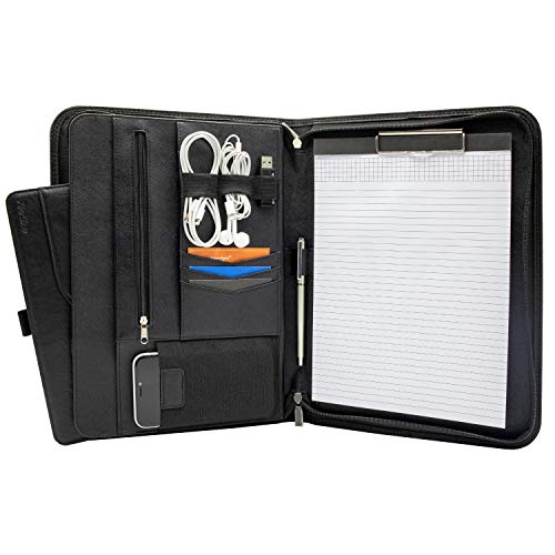 ProCase 多機能バインダー、クリップファイルボード A4 フォルダー ノートカバー 書類ホルダー -オールブラック