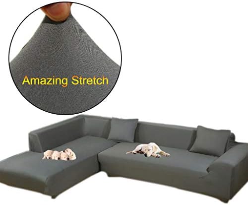 Taiyucover Anti-Skid Dustproof Sofa Slipcovers ;Armchair/2-Seater/3-Seater Sofa Covers; Sectional Corner L-Shaped Sofa Protector (Grey, L-Shaped Sofa(3-Seater Sofa + 2-Seater Sofa))