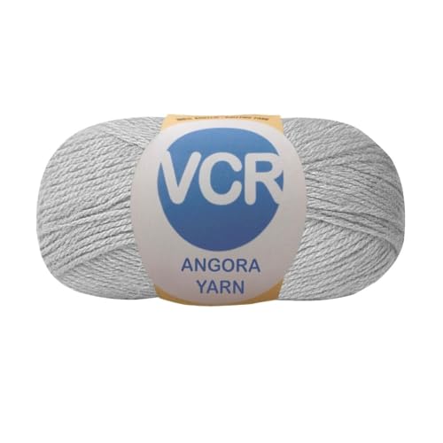 Image of VCR Dove Grey Angora Knitting Yarn, Pack of 1, 100 Grams Hank, 256 Meters Length, 80% Flurry - 20% Acrylic Polyamide Soft Ball for Crochet and Knitting, Suitable for Baby Blankets, Cushion Covers