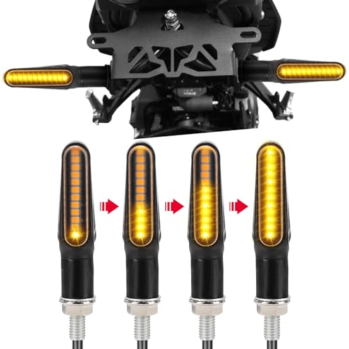 KEMIMOTO E24 Intermitentes Homologados, 4 PCS Universal Faros Led Secuencial 12V Tuercas M8, Impermeable IP67 LEDS Cuentas de Lámpara Indicador Señal Giro para Motocross/Scooter (M-90mm)