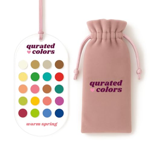 Seasonal Color Analysis Swatch Card - 12 Subseason Options on Acrylic Card with Velvet Pouch (Warm Spring)