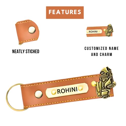 Image of Personalized Leather Keychain | Customised Leather Keychain for Men & Women | Added with Name & Charm