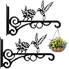 2 Pack 10 Inch Aesthetic Plant Hangers Outdoor–Metal Hanging Plant Bracket with Beautiful Hummingbird Pattern–Heavy Duty Plant Hooks for Hanging Plants Bird Feeder Wind Chime Lantern