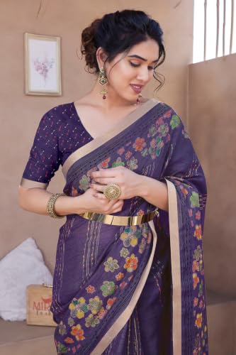 Image of MIRCHI FASHION Saree for Woman Cotton Blend Geometric Printed | Polished Professional Office Wear and Regular Daily Sari with Blouse Piece
