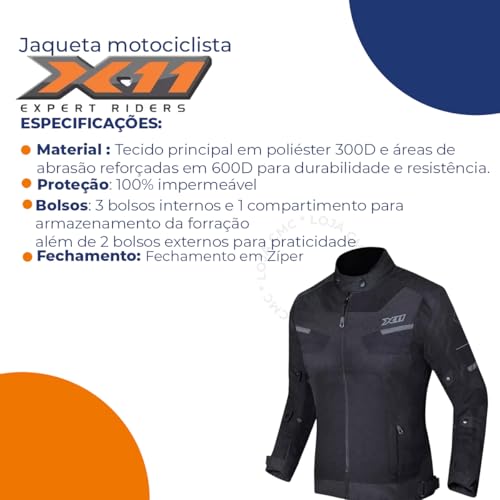 Jaqueta Impermeavel Moto Motociclita X11 Breeze (BR, Alfa, GG, Regular, Regular, FEMININO/PRETO)