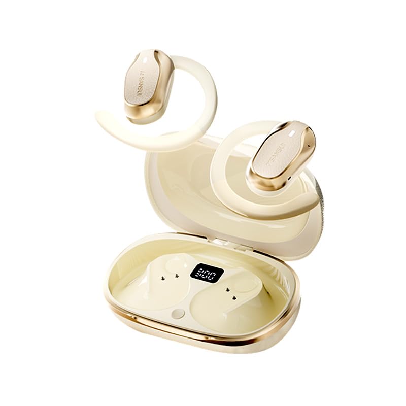 SANSUI W65 Open-Ear Headphones，Earbuds Wireless Bluetooth 5.4 with Smart Digital Display,IPX4 Waterproof Stereo Headphones,30H Playtime,Deeper Bass,