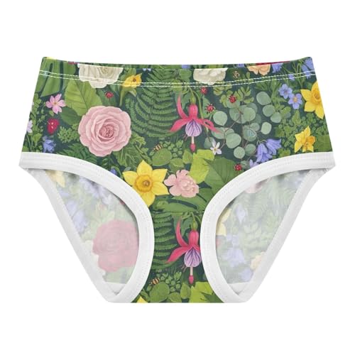 Floral Bloom Green Toddler Underwear Girls, Panties for Girls, 2T–8 Years