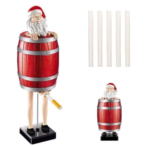 AZURAOKEY Dispensador de cigarrillos divertido y peculiar, caja de cigarrillos emergente de broma, figuras de Papá Noel en el barril de madera con 5