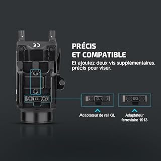 OLIGHT Baldr S Lampe 800 Lumens 2 Niveaux d'Éclairage Rail Réglable Picatinny Ou GL pour Chasse Protection