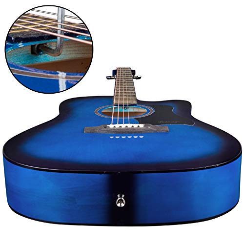 Image of JUAREZ 41 inch Acoustic Guitar Cutaway with Dual Action Truss Rod, JRZ41C /TBS Rosewood Fretboard and Bridge, Padded Cotton Bag, Cotton Strap, 2 Picks, Extra String Set, Blue Sunburst