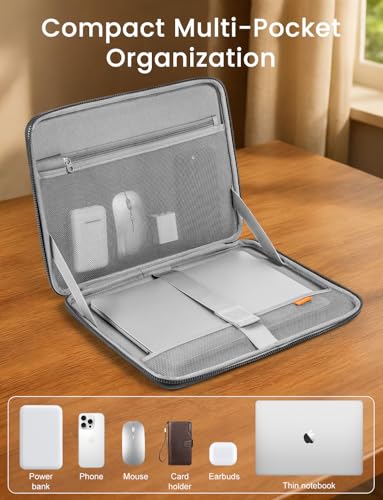 Image of DOMISO 15.6 inch Laptop Sleeve, Shockproof and Waterproof EVA Protective Laptop Case, Laptop Sleeves for 16 inch MacBook Pro /Max M2 M1 2019-2023,15 inch-16 inch HP Dell Asus Laptop,Dell XPS 15, Dark Grey