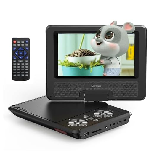 YOTON Lecteur DVD Portable Voiture 9,5" avec Écran Pivotant HD 7,5", Batterie Rechargeable 4-6h, Compatible USB/SD/Synchro TV, Haut-parleurs Stéréo + Chargeur Inclus - Idéal pour Enfants et Voyages