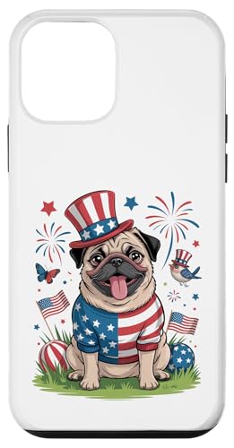 Happy Patriotic Pug Dog 7��4�� ���j�� �X�}�z�P�[�X iPhone 12 mini �p
