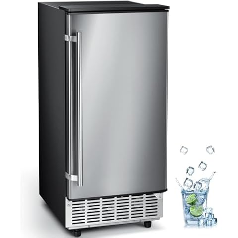 Kismile Commercial Built-in Ice Maker Machine,80Lbs/Day,Under Counter Ice Cube Maker with 24H Timer,Reversible Door,Built-in Freestanding Ice Maker for Home & Office(Silver) Cover