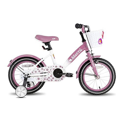 Image of JOYSTAR 12 Inch Kids Bike Little Daisy Girls Bike with Training Wheels Doll Seat Basket & Streamers Princess Kids Bicycle for Girls Toddler of 2-4 Years Toddler Girl Bikes Purple