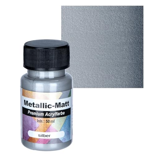 Ideen mit Herz Premium Acrylfarbe Metallic-Matt | deckende, matte Farbe mit Metallic-Effekt | auf Wasserbasis | 50 ml (silber)