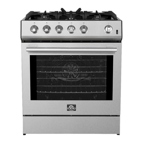 Leonardo Espresso 30" Stainless Steel Gas Range, 5 Burners, 39 500 BTU, 5 cu.ft. Convection Oven