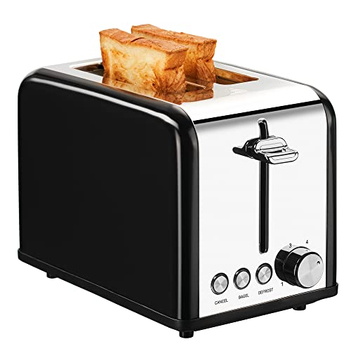 Redmond 2 Slice Toaster Stainless Steel Toaster Wide Slots With Bagel Defrost Cancel Function 6 Bread Shade Settings For Bread Waffles Auto Shutoff Black #TOP18