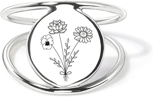 SIMONLY Mothers Day Gifts Personalized Flower Bouquet Ring Birth Flower Ring Sterling Silver Month Flower Ring for Women Mother Daughter