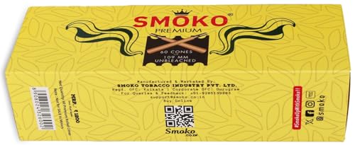 Smoko Premium King Size Natural Pre Rolled Rolling Paper | 60 pack | with Tips & Packing Tubes Included