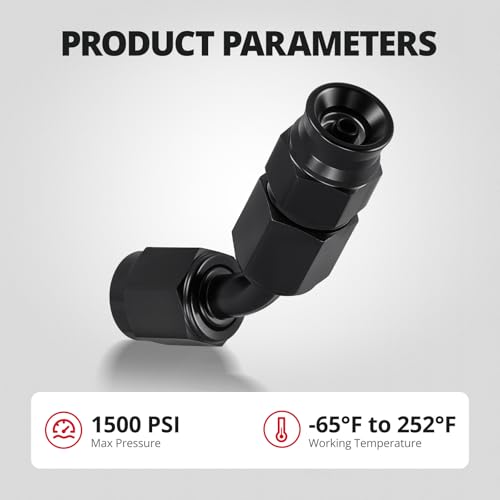 Image of EVIL ENERGY 3AN PTFE Hose End Fitting 45 Degree Black for PTFE Hose Only 4PCS
