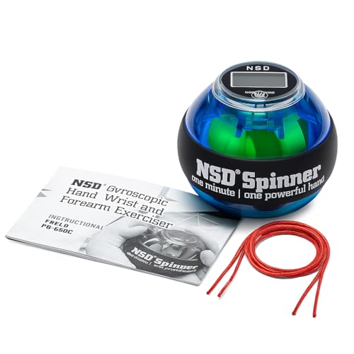 Image of NSD Essential Crystal Spinner Gyro Ball | Grip Strengthener for Forearms, Wrist & Hands | String Start Design, Up to 18,000 RPM | Portable Wrist Trainer & Workout Equipment | Ideal for Desk Workers, Athletes & Musicians