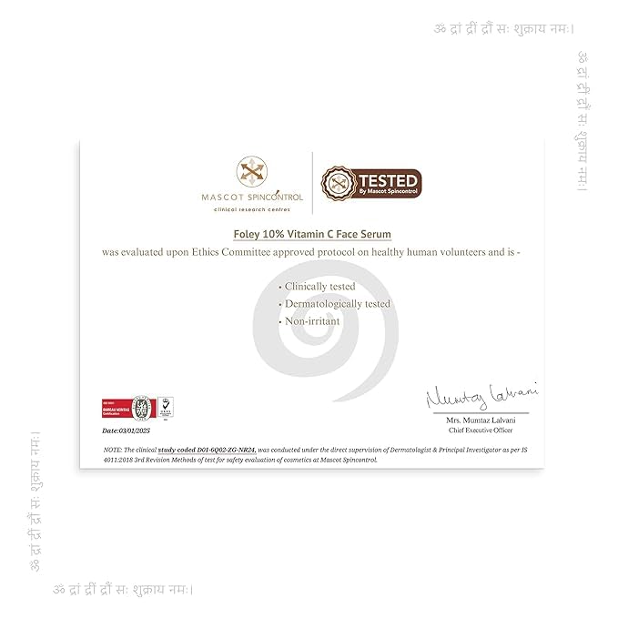 Foley Vitamin C 10% Serum for Face - Brightens Skin, Fades Dark Spots & Acne Marks - With Alpha Arbutin, Ferulic Acid, Zinc PCA - 30ml - Image 5