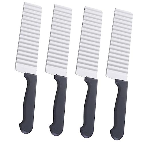 CIYODO 4 Piezas cuchillo ondulado espiralizador de vegetales chipeadora de patatas cortadores para verduras Cuchillo de patata ondulado cortadora de patatas de acero inoxidable páginas