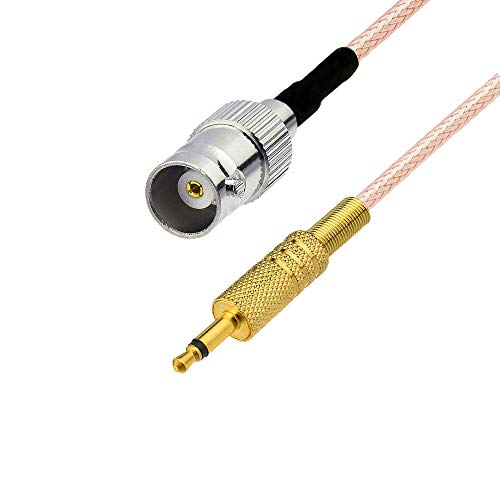 Image of BNC Female to 3.5mm (1 /8 inch) Mono TS Stereo Plug Male Coaxial Power Audio Cable 50 ohm 12 inches