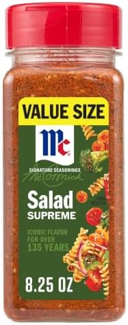 McCormick® Signature Seasonings Salad Supreme Seasoning, Blend of Spices & Romano Cheese, For Pasta Salad, Roasted Proteins & Green Salads, No Artificial Flavors, No MSG Added*, 8.25 oz