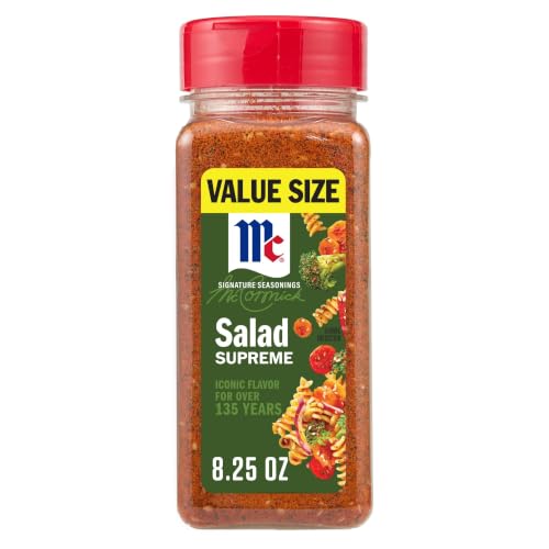 Image of ​​McCormick Signature Seasonings Salad Supreme Seasoning, Blend of Spices & Romano Cheese, For Pasta Salad, Roasted Proteins & Green Salads, No Artificial Flavors, No MSG Added*, 8.25 oz