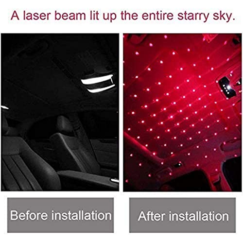 Image of Auto Roof Star Projector Lights, USB Portable Adjustable Flexible Interior Car Red Night Lamp Decorations with Romantic Galaxy Atmosphere fit Car, Ceiling, Bedroom, Party and More
