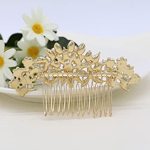 Ammei Headpiece Rose Gold Wedding Hair Comb With Pearls And Crystals Wedding Hair Accessories Bridal Headpiece Or For Parties (Gold) #TOP1