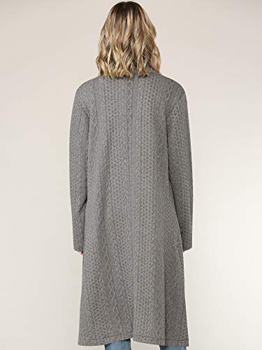 Made By Johnny Women's Casual Cozy Braided Open Front Long Pocket Cardigan Sweater3