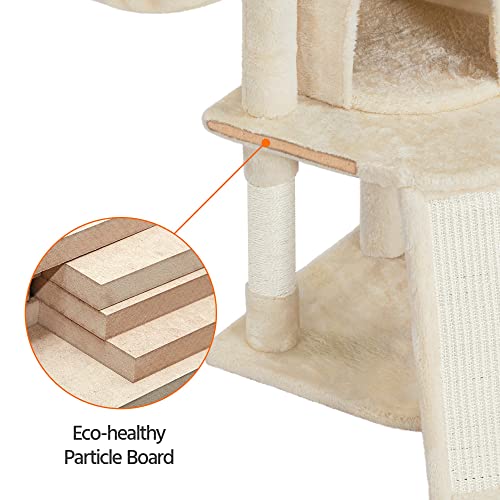 Casa para gatos multi-niveles beige 17x17x42 pulg miniatura 7