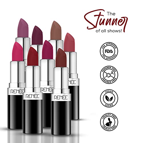 Image of RENEE Stunner Matte Lipstick - Free Spirit 4gm - Intense Color Pay Off, Full Coverage Long Lasting Weightless Velvety Formula With One Swipe Application - Enriched With Vitamin E & Hyaluronic Acid