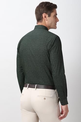 Image of Peter England Men's Printed Formal Shirt with Nature-Inspired Motifs - 100% Cotton, Full Sleeves, Regular Fit