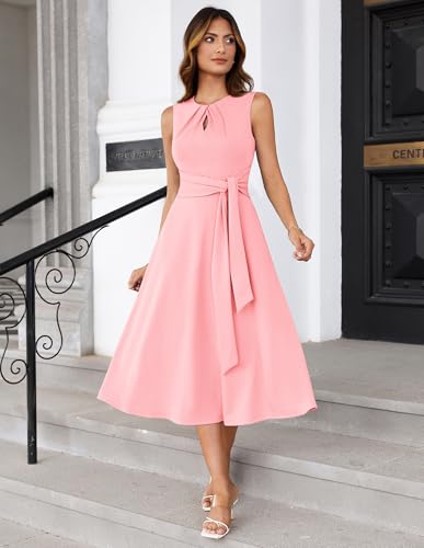 Image of GRACE KARIN Women Midi Dresses Elegant Wedding Guest Dresses with Pockets
