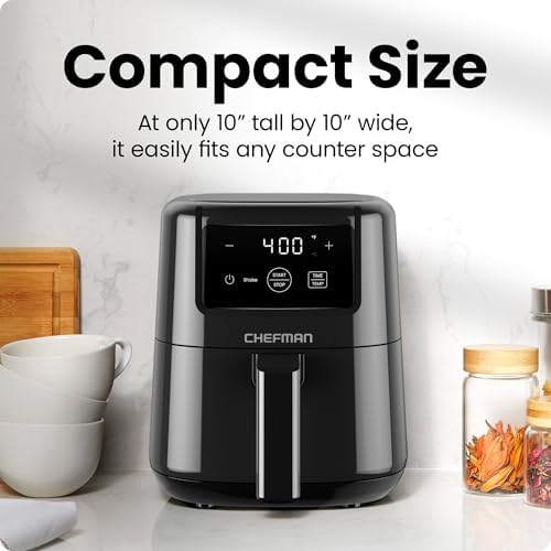 CHEFMAN 2 Qt Mini Air Fryer – Digital Space-Saving Compact Air Fryer with Nonstick and Dishwasher Safe Basket, Quick & Easy Meals in Minutes, Features Digital Timer and Shake Reminder – Black 3