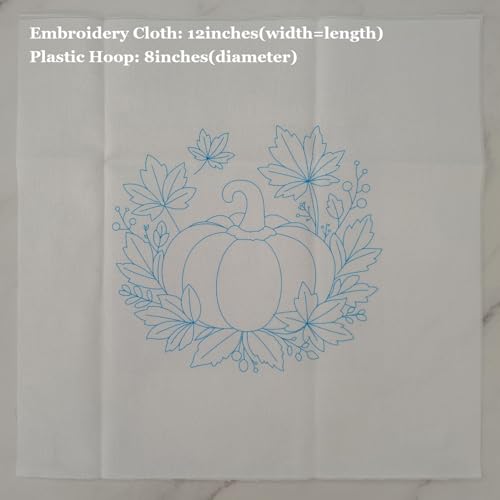 Image of Esffaci Embroidery Starter Kit for Adult Beginner with Pumpkin Flower Pattern Hand Embroidery Set with Cloth Hoop Needle Threader Floss and Instruction