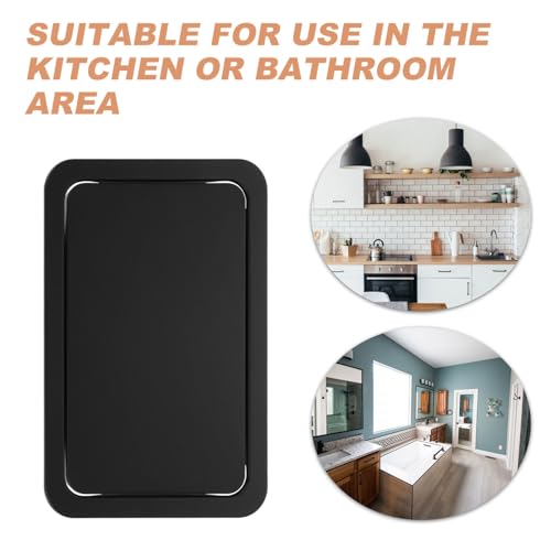 Image of STOBAZA Stainless Steel Recessed Trash can Lid Rectangle Swing Flap Cover for Countertop Wastebasket 10.23 X 6.88 X 1.18 in Replacement for Kitchen Bathroom Office