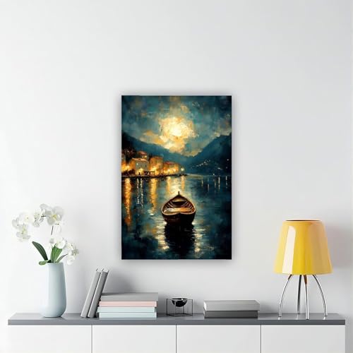 Toile marine bateau au clair de lune pour évader l'esprit dans la chambre