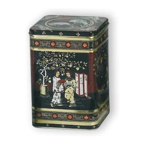 Classic Black Jap Classic Tea Caddy/Kitchen Storage Tin - 1LB - Height 14.5cm Cover