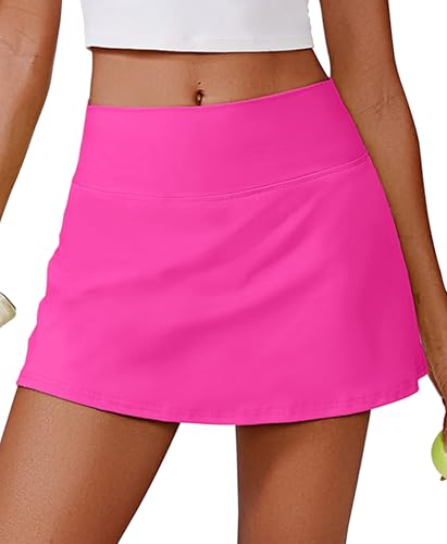 Image of PINSPARK Womens Tennis Skirt High Waisted Golf Skort with 2 Pockets Stretchy Athletic Skirts for Workout Pickleball Running