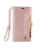 Galaxy Note 8 Case, SUPZY Leather [9 Card slots] [photo & wallet pocket] Multi-function Premium PU Leather Magnetic Flip Shockproof Zipper Wallet Case Cover for Samsung Galaxy Note 8 (Rose Golden)