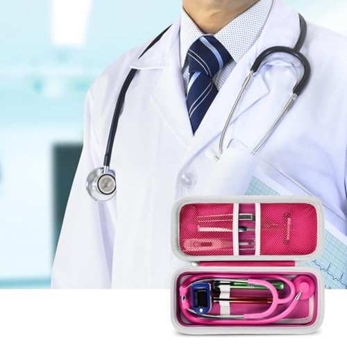 Image of Stethoscope Case for 3M Littmann Classic III Monitoring /Lightweight II S.E /Cardiology IV Diagnostic /for MDF Acoustica Stethoscopes, Holder for Nurse Doctor Essentials & Medical Accessories, Rose Red