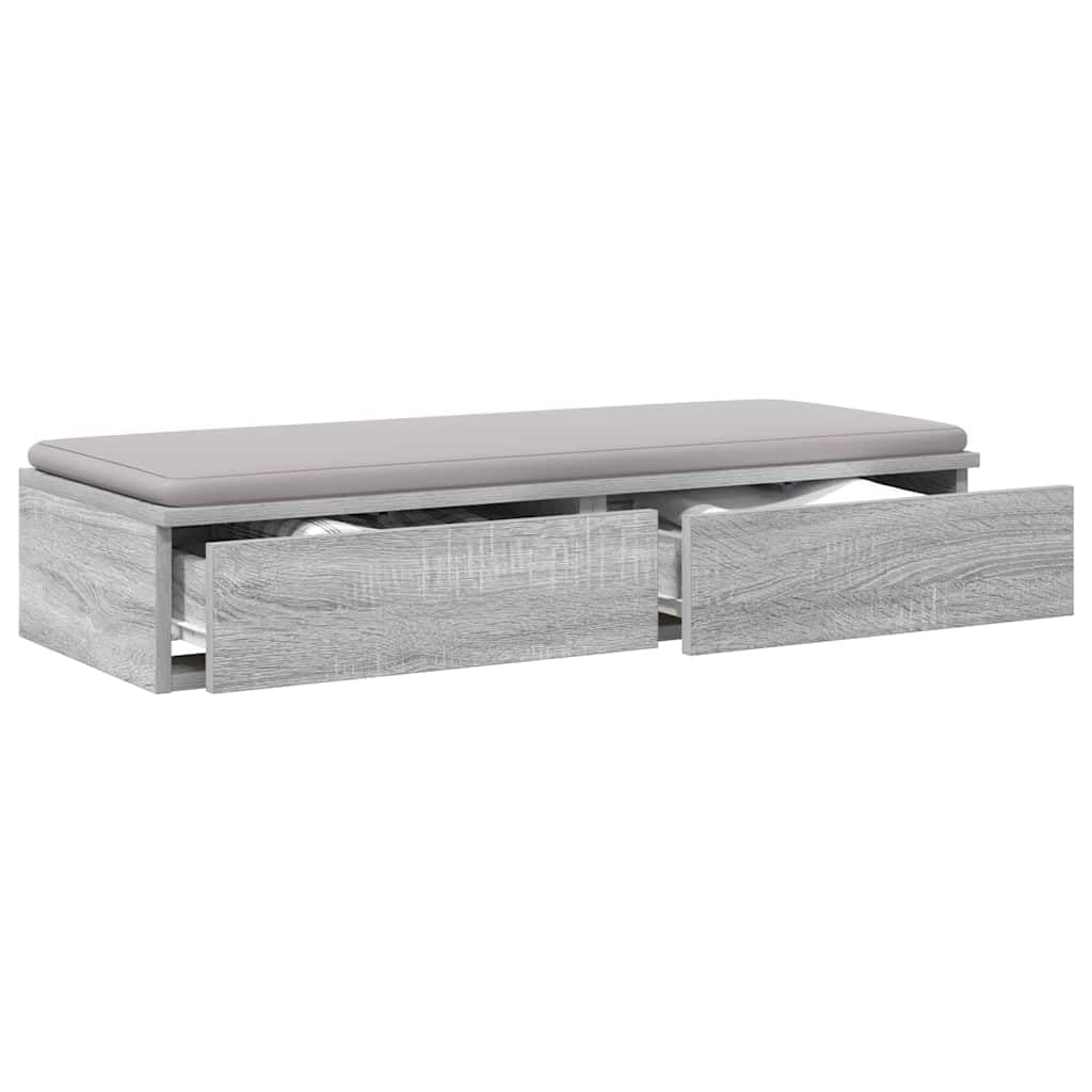 vidaXL Bed Drawers Grey Sonoma 100 x 36.5 x 16.5 cm Engineered Wood, Ample Storage, Minimalist Decor, Stylish Unit for Bedroom Furniture, Modern Bed Drawer with Push-To-Open Function