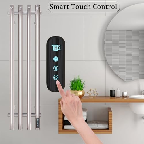 ESOP Handtuchheizkörper Elektrisch Chrom Handtuchtrockner Elektrisch 950 * 257 mm Intelligente Konstante Temperatur Badheizkörper Elektrisch 304 Edelstahl Handtuchwärmer Elektrisch mit 8 Haken