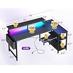 ODK 48 Inch Gaming Desk with USB Charging Ports and LED Lights, Reversible L Shaped Computer Desk with Storage Shelves & Monitor Stand, Corner Gamer Desk Table with Power Outlets, Black - Image 3