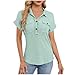 bawilom Short Sleeve Tshirts for Women Summer Button V Neck Tops Loose Fit Casual Basic Tee Fashion Business Work Blouse Mint Green